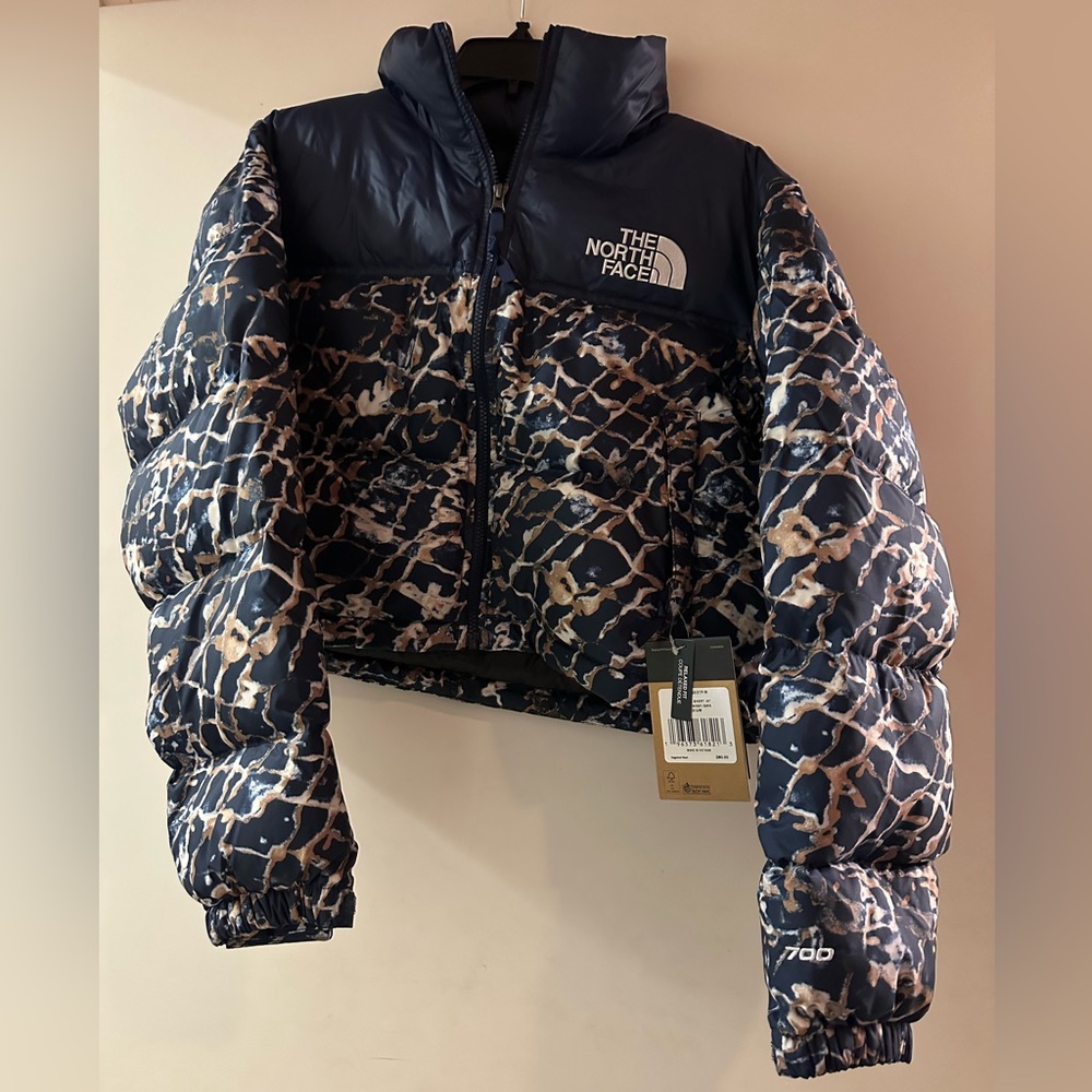 Womens The North Face Printed Nuptse Short Jacket Dusty size medium